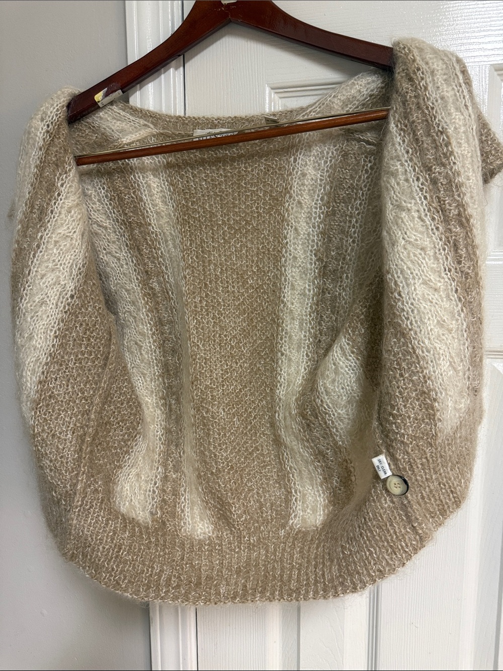 Ellen Tracy Beige & Cream Cable-Trim V-Neck Sweater Vest - Picture 6 of 15